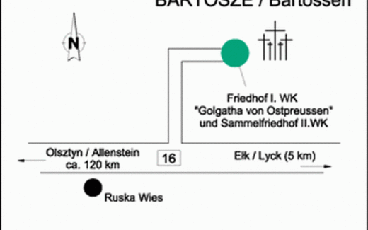 Ansicht der Kriegsgräberstätte Bartossen / Bartosze