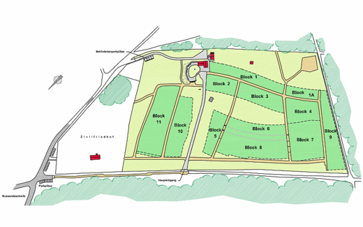 Ansicht der Kriegsgräberstätte Halbe